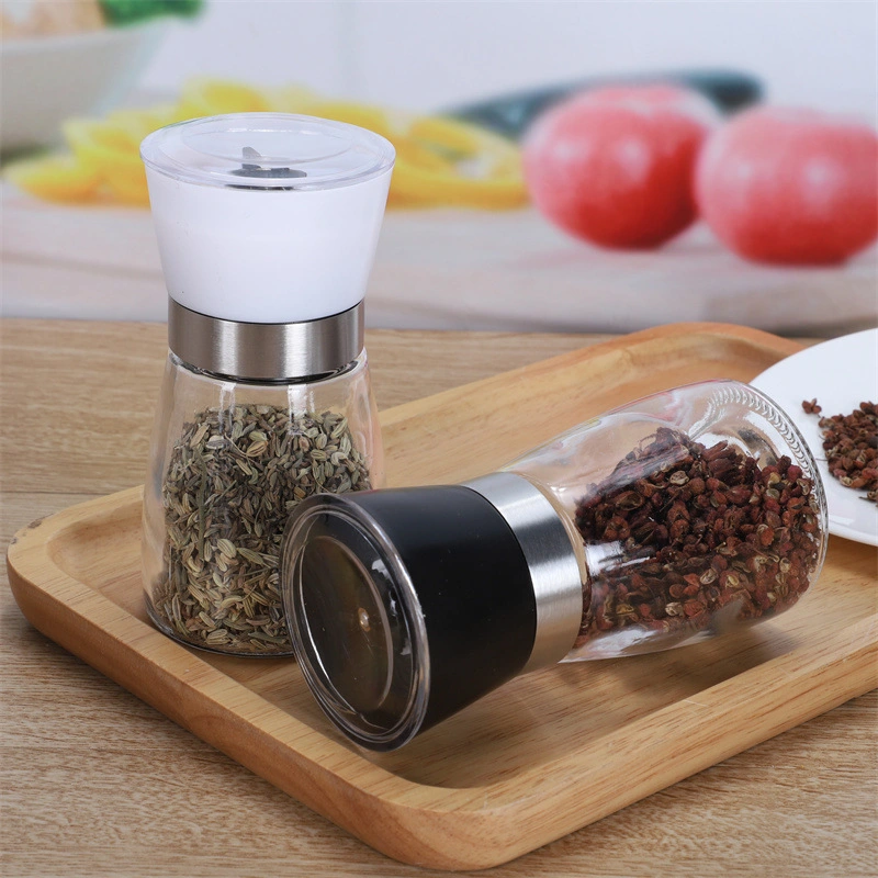 Wholesale 6oz Glass Pepper Mill Suitable for Professional Chefs Salt and Pepper Mill with Plastic Lid