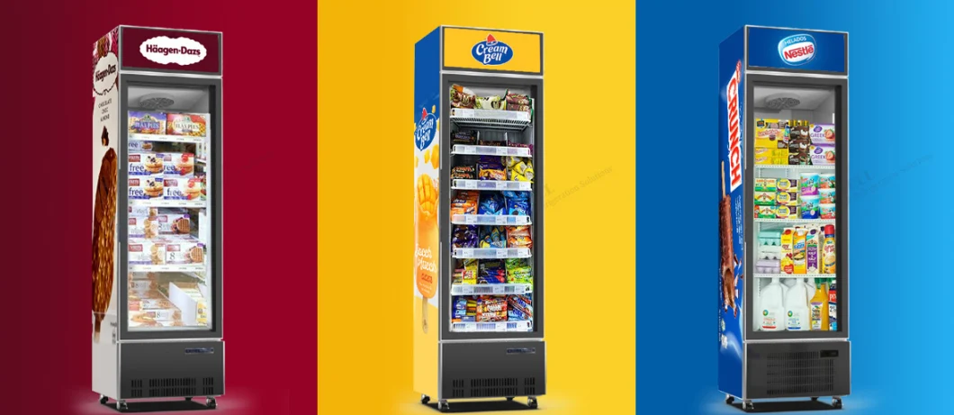 Commercial Upright Ice Cream &amp; Frozen Foods 1 (Single) Glass Front Door Display Freezer with Digital Temperature Display Price for Sale (NW-LD380F)