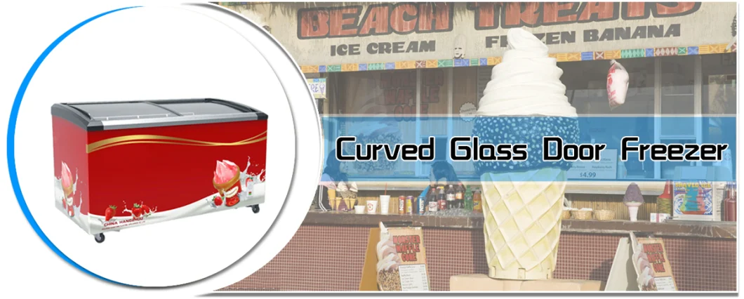 China Suppliers Sliding Curved Glass Door Ice Cream Cabinet Commercial Ice Cream Glass Display Cabinet Ice Cream Refrigerator