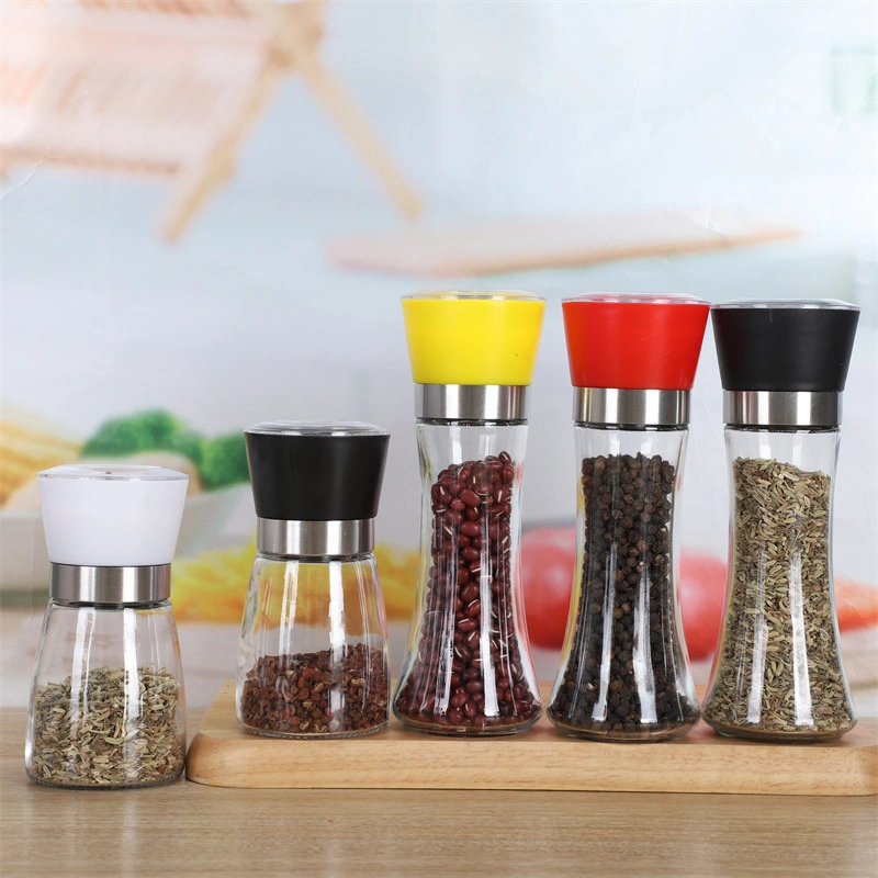 Wholesale 6oz Glass Pepper Mill Suitable for Professional Chefs Salt and Pepper Mill with Plastic Lid