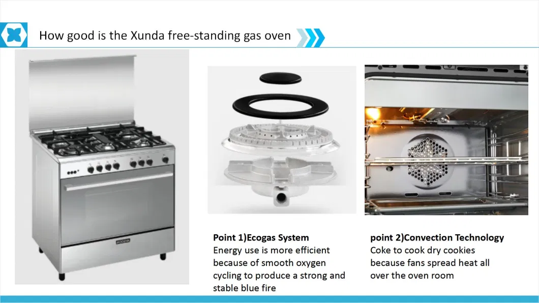 China Wholesale Xunda Oven Electric Frigide Gas Range with Oven and Cabinet