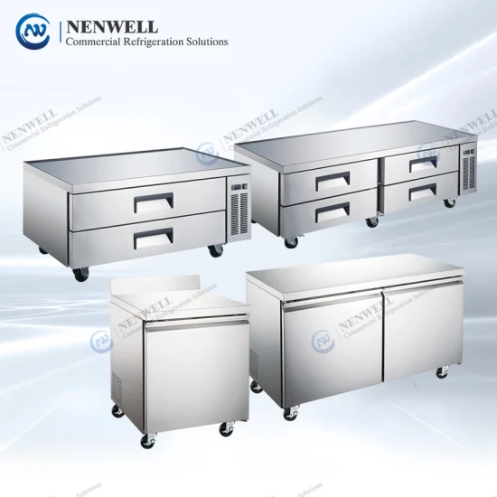 Commercial Kitchen Chef Base Worktop Compact Under Counter Refrigerator and Freezer with Double Drawers Price for Sale (NW